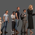 Group of People of Various Ages in Different Clothing Standing Against Gray Background With Reflections