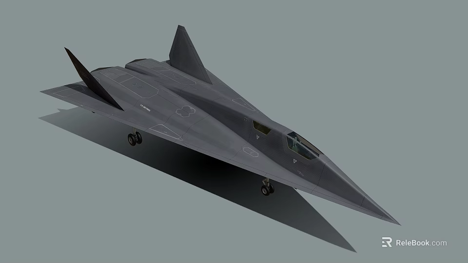 Advanced Gray Stealth Fighter Jet Military Weapon With Aerodynamic Design And Cockpit 3d model 