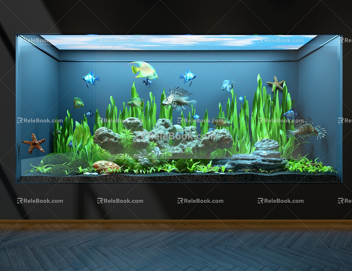 Ecological fish tank landscape fish tank 3d model