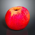 Fresh Red Apple With Yellow Spots On Dark Reflective Surface