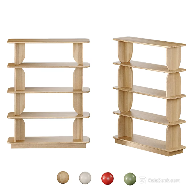 Two Modern Wooden Bookcases With Open Shelves Multiple Tiers And Simple Design 3d model 