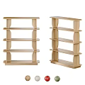Two Modern Wooden Bookcases With Open Shelves Multiple Tiers And Simple Design