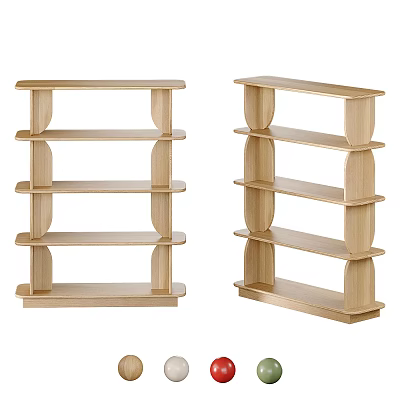 Two Modern Wooden Bookcases With Open Shelves Multiple Tiers And Simple Design 3d model