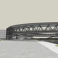 Ring Shaped Bridge Structure Over Road Interchange With Surrounding Buildings And Green Spaces 3d model