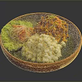 Colorful Food Plate with Fresh Lettuce Red Onion Spicy Minced Meat and Corn Kernels