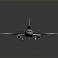 White Airplane With Two Wings Two Engines Long Fuselage And Dark Background 3d model
