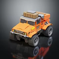 Orange Toy Truck Model With Roof Wooden Boxes And Large Off road Wheels