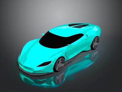 Light Blue Concept Sports Car With Sleek Aerodynamic Design And Reflective Surface 3d model