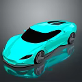 Light Blue Concept Sports Car With Sleek Aerodynamic Design And Reflective Surface