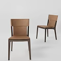 Modern Dining Chairs With Brown Leather Seats And Dark Wooden Frames 3d model