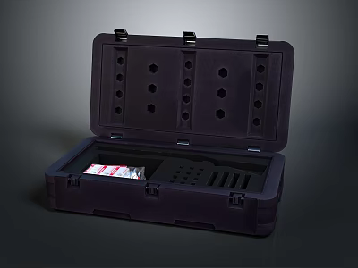 Open Dark Weapon Storage Case With Organized Compartments And Secure Locks 3d model