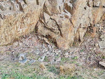 Natural Stone With Rough Brown Gray Texture In Natural Grass And Hay Environment 3d model