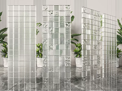 Stylish Modern Transparent Room Dividers With Geometric Patterns For Interior Decoration 3d model