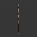 Traditional Handcrafted Axe Featuring Metal Blade And Wooden Handle Woven Pattern
