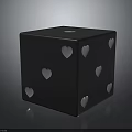 Modern Black Decorative Cube With White Heart Shaped Cutouts On Glossy Surface 3d model