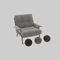 Black Leather Single Sofa With Tufted Stitching Details And Metal Legs