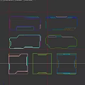 Futuristic Blue Line Borders Set With Various Shapes For Tech Design 3d model