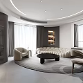 Modern Dining and Living Room Interior Design With Sofa Coffee Table TV And Decorative Painting