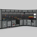 Public Facility Maintenance Workstation With Cabinets Drawers Tool Pegboard And Organized Tools 3d model