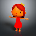 Game Movie Character With Red Hair Yellow Crown Red Dress Smiling And Outstretched Arms