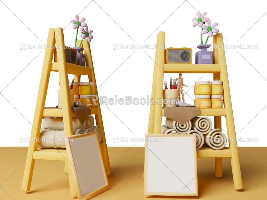 Cartoon Style Storage Rack Cartoon Storage Rack Shelf Q Style Bathroom Storage Rack 3d model