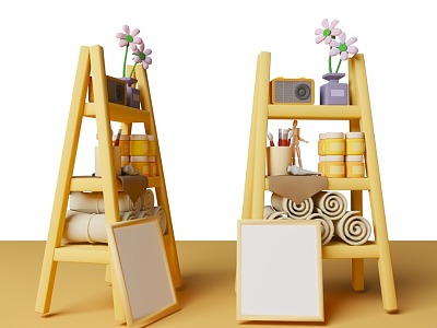 Cartoon Style Storage Rack Cartoon Storage Rack Shelf Q Style Bathroom Storage Rack 3d model