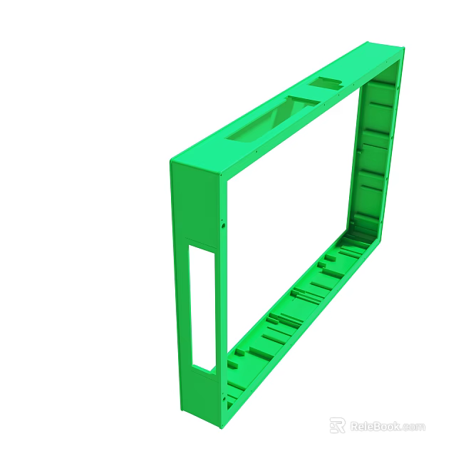 Green Mechanical Frame Structure With Holes And Support Rails Design 3d model 