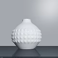 White Textured Ceramic Vase On Grey Tabletop With Light Grey Wall Background 3d model