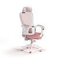 Comfortable Pink Mesh Back Office Chair With Adjustable Armrests And Rolling Wheels 3d model