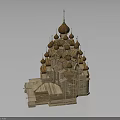 Traditional Wooden Church Architecture With Onion Domes And Spire Design