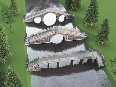 Chinese Arch Bridge Slate Bridge 3d model