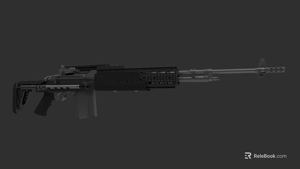 High Quality Black Tactical Rifle With Long Barrel Magazine And Scope 3d model 