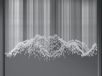 Modern Crystal Chandelier With Hanging Strings And Elegant Wave Design 3d model