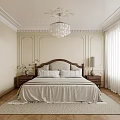 Elegant Bedroom Interior With King Size Bed Crystal Chandelier Bedside Tables And Curtains