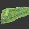 Outdoor Underground Construction Model With Concrete Pipes Metal Supports And Grass