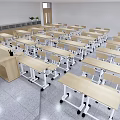 Modern School Classroom With Neatly Arranged Desks Chairs And Spacious Interior Layout