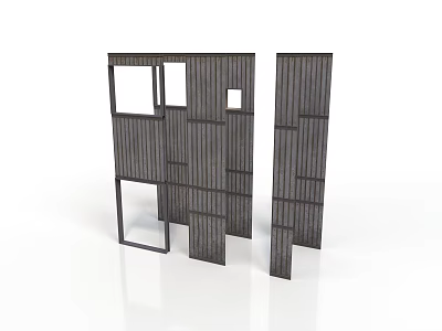 Modern Minimalist Wooden Partition with Dark Planks Square Cutouts and Wood Grain Texture 3d model