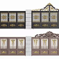 Ornate Metal Entrance Gates With Golden Decorations Black And Brown Traditional Design