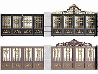 European-style gate patio door entry iron gate garage door 3d model