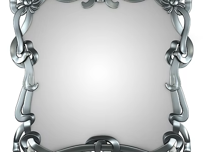 Ornate Decorative Mirror with Silver Metal Frame and Intricate Patterns 3d model