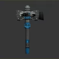 Blue Mechanical Weapon With Barrel Support Structure And Metal Components Design