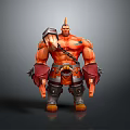 Game And Movie Character Orange Skinned Muscular With Spiked Hair Metal Armor Chain Around Waist