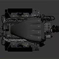 Highly Detailed Automotive Engine Components With Cylinders Exhaust Pipes And Metal Casing