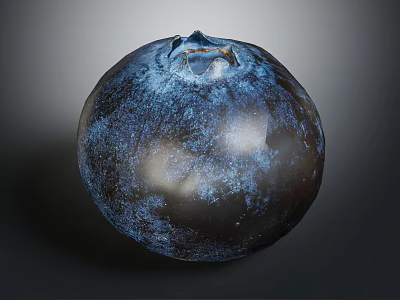 Fresh Ripe Blueberry With Juicy Smooth Surface Isolated On Dark Background 3d model