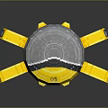 Yellow And Gray Circular Spacecraft With Yellow Supports Red Antennas Number 05 For Space Exploration