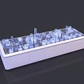 Curved Commercial Equipment With Transparent City Building Models And White Base