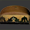 Traditional Decorative Leather Storage Container With Shoe Shaped Design Floral Pattern And Rivets