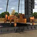 Heavy Duty Orange Black Hydraulic Pile Driver With Support Base Track System For Construction Site