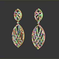 Elegant Gold Leaf Shaped Earrings With Braided Design And Sparkling Diamonds