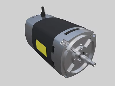 Industrial Electric Motor with Black Casing Silver Components and Rotor Shaft 3d model